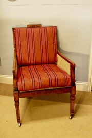 Edwardian Satinwood Painted Bergere/Cane Chair 