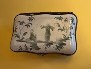 Late 18th C. French Faience Box With Chinoiserie 