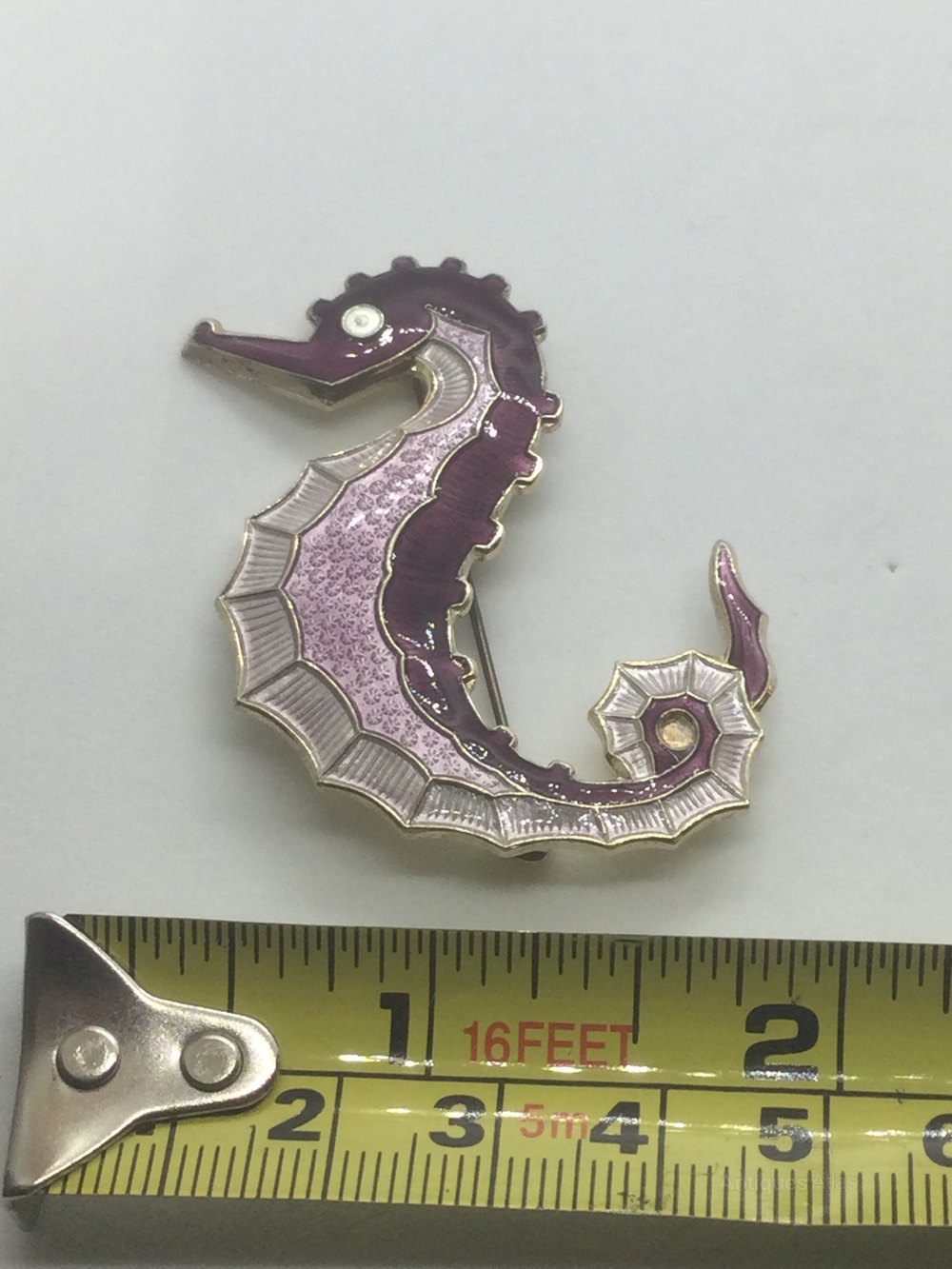 Purple Enamel Seahorse Necklace – Crystal Pendant With Sweater Chain
