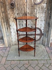19thC Mahogany 4 Tier Corner Whatnot