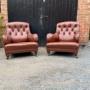 A Pair Of 19th Century Walnut Turned Leg Armchairs
