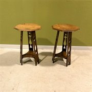Pair Of Early 20thC Oak Arts & Crafts Lamp Tables