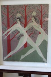 Art Deco Dancing Girls Oil/canvas 1930s