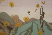 Surrealist Landscape Nude With Flowers Oil/canvas 