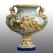 Enamelled Majolica Centerpiece. 19th Century.
