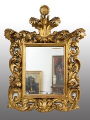 Florentine Mirror In Gilded And Carved Wood.18thC 