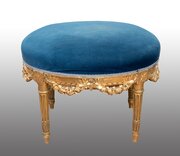 French Giltwood Stool. France, 19th Century.