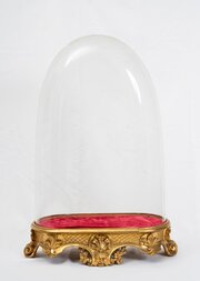 Glass Bell With Gilded Wooden Base. 19th Century.