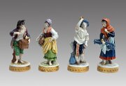 Group Of Four Sculptures In Capodimonte Porcelain.