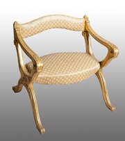 Louis Philippe Armchair / Kneeler In Gilded Wood.