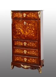 Napoleon III Secretaire In Polychrome Wood. 19th C