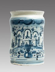 Neapolitan Glazed Majolica Albarello Vase. 18th C.