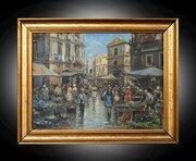 Neapolitan Oil Painting On Panel. 20th Century.