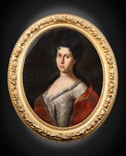 Oil Painting On Canvas Depicting A Noblewoman.18tC