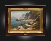 Oil Painting On Cardboard Depicting Capri.