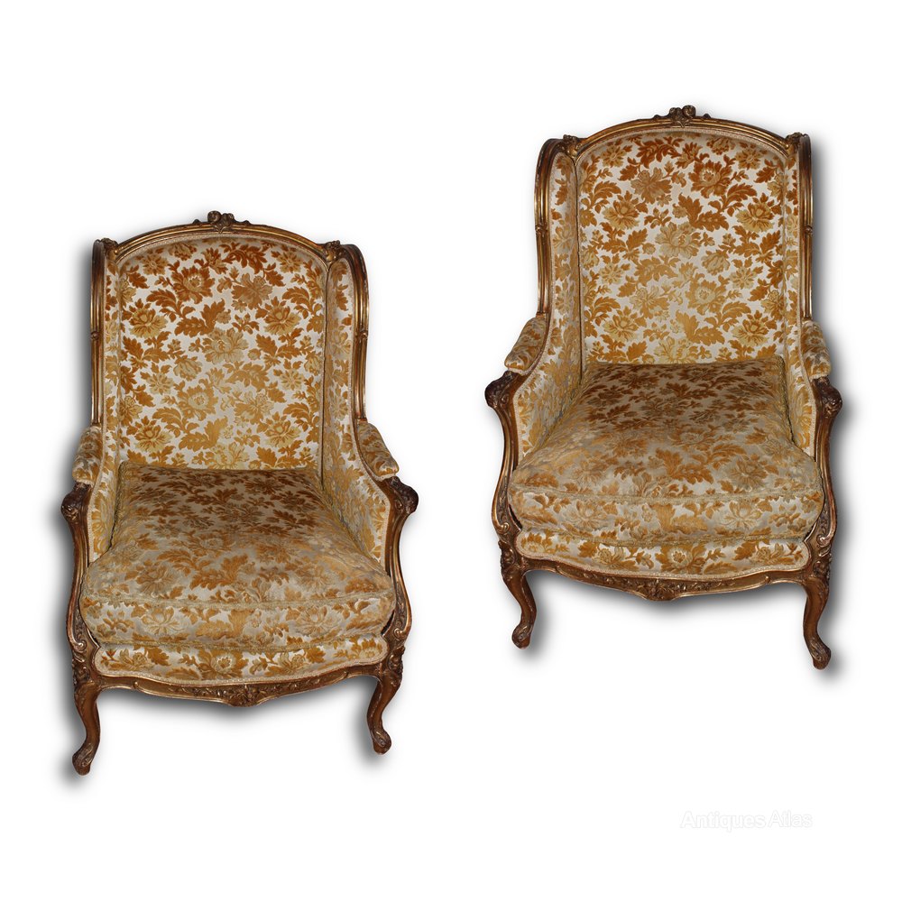 Pair Of 19th Century Giltwood And Carved Armchairs - Antiques Atlas