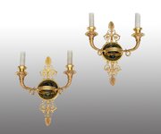 Pair Of Empire Gilded Bronze Wall Lamps. 19th Cent