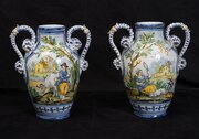 Pair Of Italian Glazed Majolica Vases.19th Century