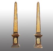 Pair Of Italian Obelisks In Polychrome Marble.19C