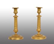 Pair Of Antique Gilded Bronze Candlesticks. XIX C.