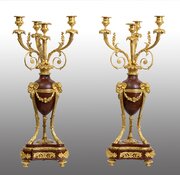 Pair Of Bronze And Marble Candelabra.France XIX C