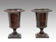 Pair Of Burnished Bronze Vases. NaplesXIX C.