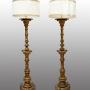 Pair of carved wooden lamps. Florence 19th century