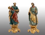 Pair Of Polychrome Wood Sculptures. Italy, 18th C.