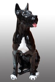 Polychrome Porcelain Dog. 1970s.