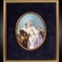 Polychrome porcelain plaque. France, 19th century.
