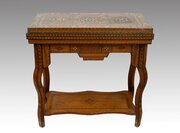 Polychrome Wood Gaming Table With Mother-of-pearl 