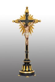 Polychrome Wooden Crucifix. Naples, 18th Century.