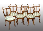 Set of six Empire walnut chairs Italy 19th C