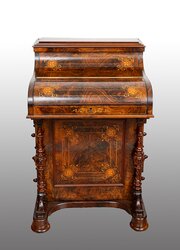 Victorian Davenport In Burr Walnut. 19th Century.