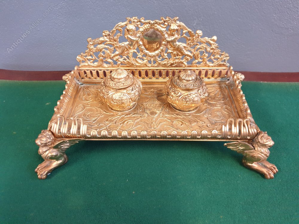 Antiques Atlas Antique Gilt Metal Desk Stand
