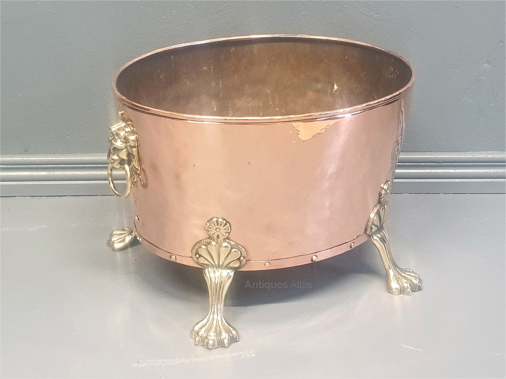 Antiques Atlas Edwardian Copper Log Bin