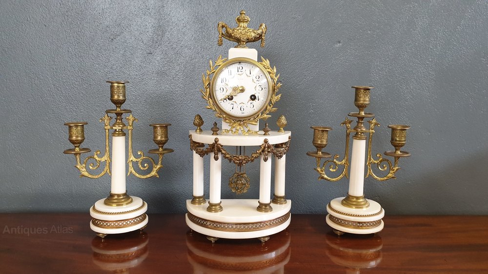 Antiques Atlas FRENCH ANTIQUE MARBLE CLOCK SET