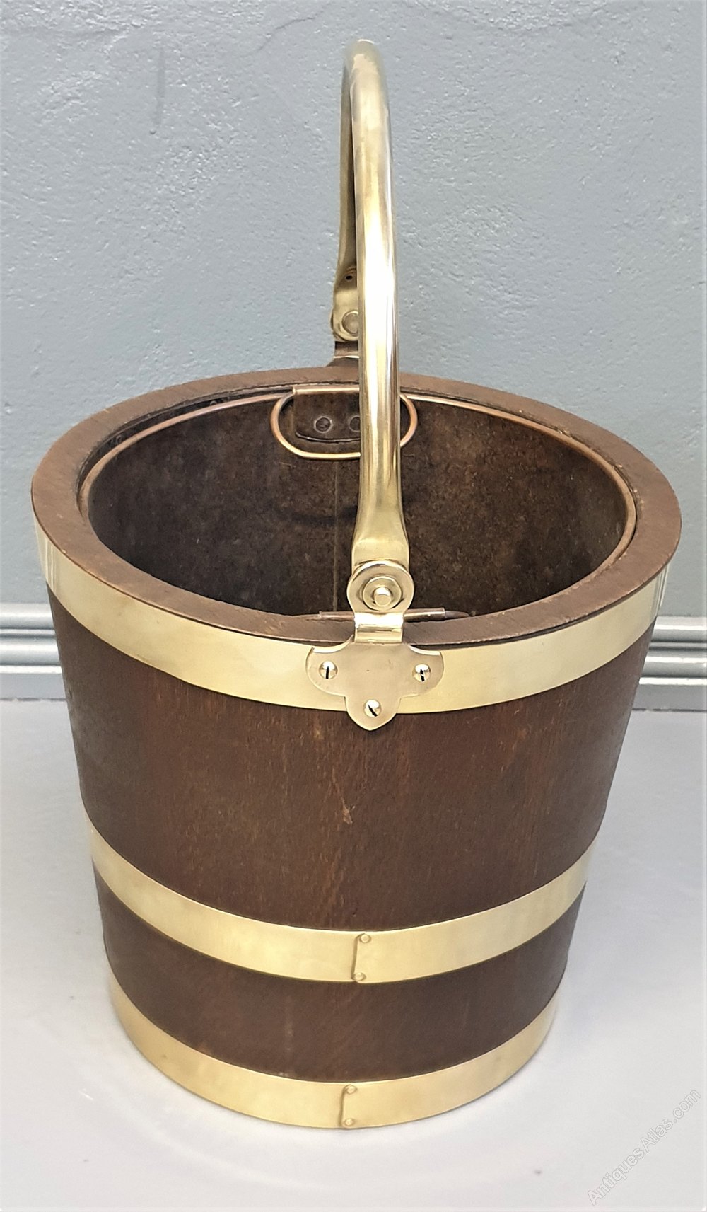 Antiques Atlas Pair Oak & Brass Bound Peat Buckets