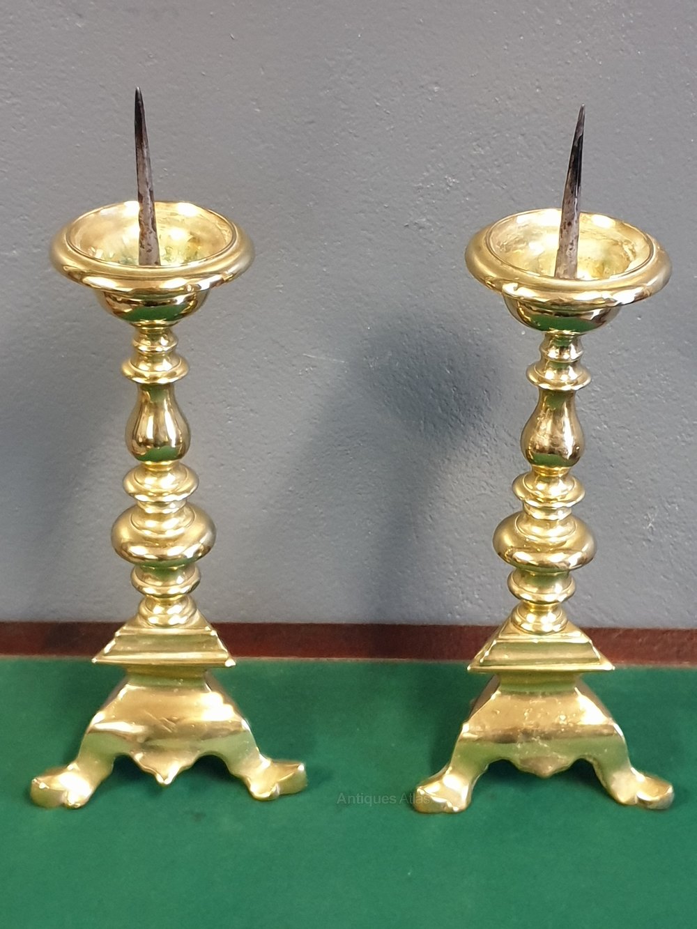 Antiques Atlas Pair Victorian Brass Pricket Candlesticks
