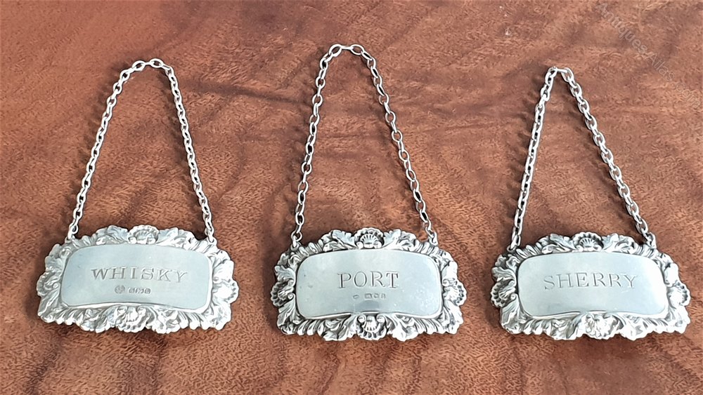 Antiques Atlas Set Of 3 Silver Decanter Labels
