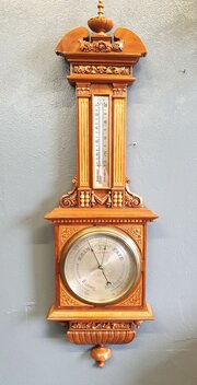 Victorian Walnut Aneroid Barometer.