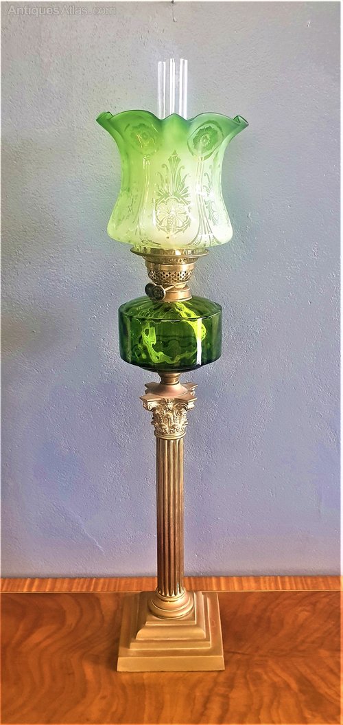 Antiques Atlas Victorian Oil Lamp With Green Shade