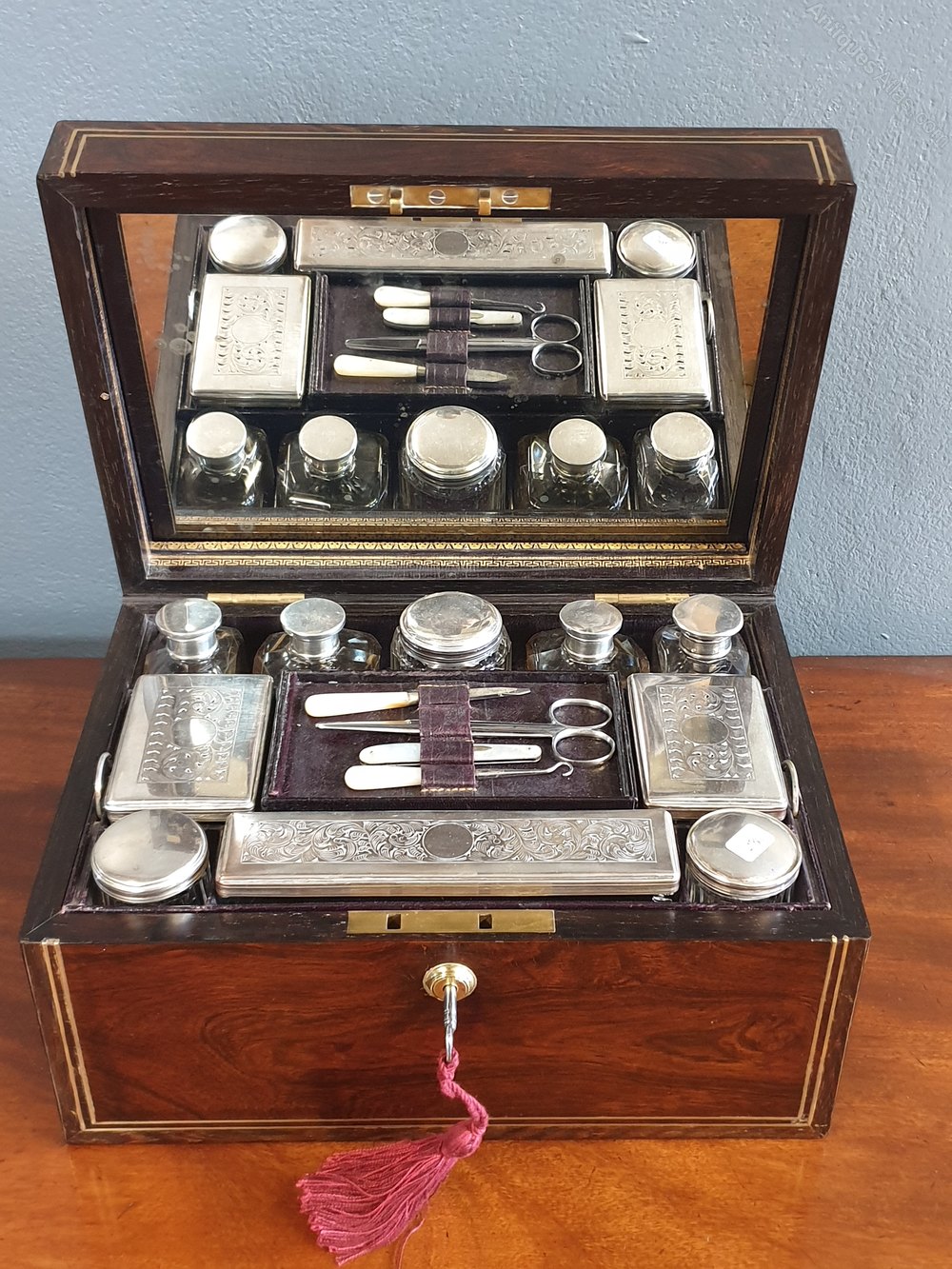 Antiques Atlas Victorian Rosewood Vanity / Dressing Box.
