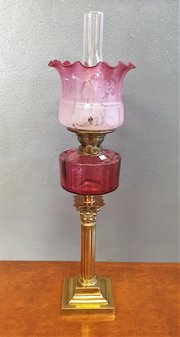 Victorian Ruby Glass Oil Lamp