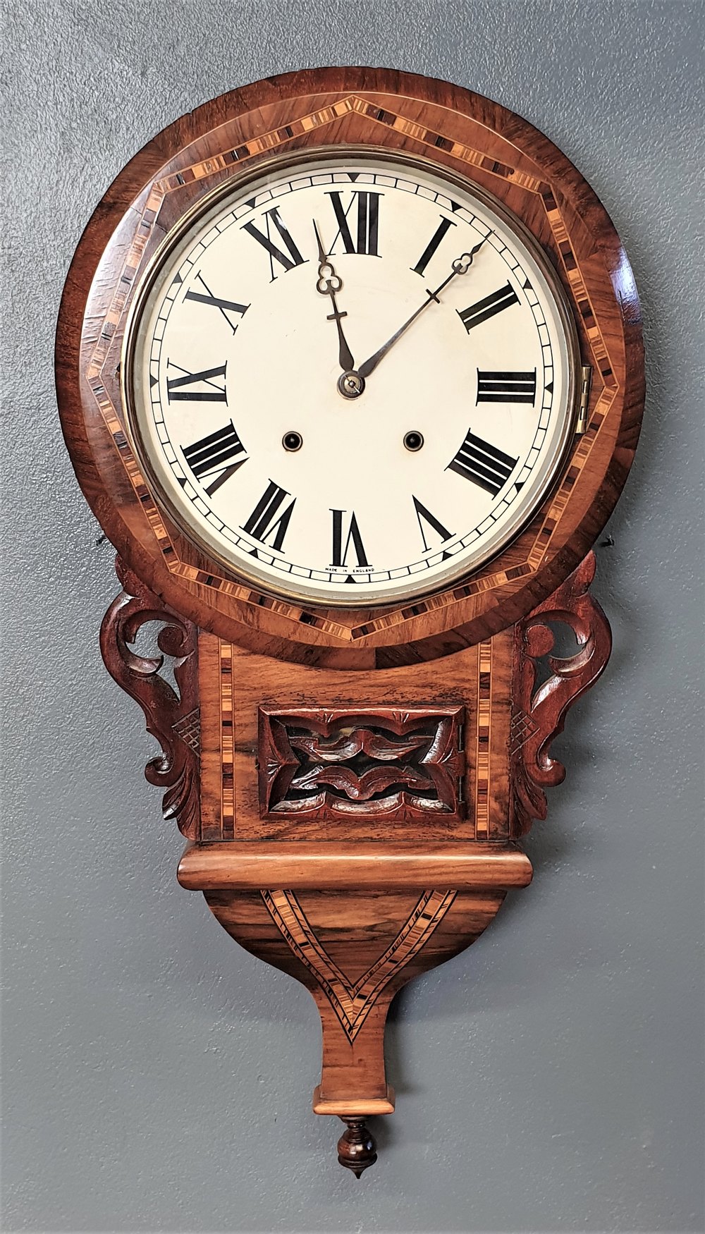 Antiques Atlas Walnut & Inlaid Drop Dial Wall Clock