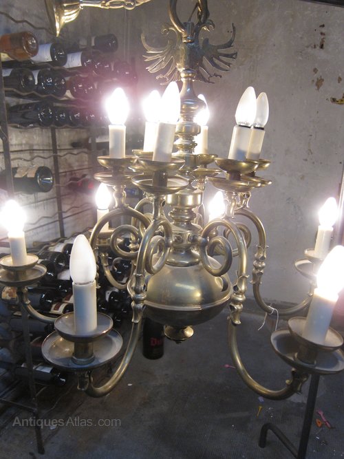 Antiques Atlas 1930 S Twelve Branch Brass Chandelier Rewired