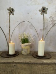 Cast Iron Decorative Flower Candle Holders