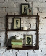 French Antique Turned Mahogany Wall Shelves