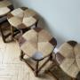 French Brutalist Rope Stools - set of four