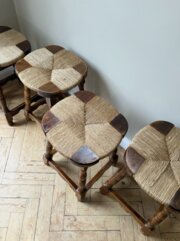 French Brutalist Rope Stools - Set Of Four